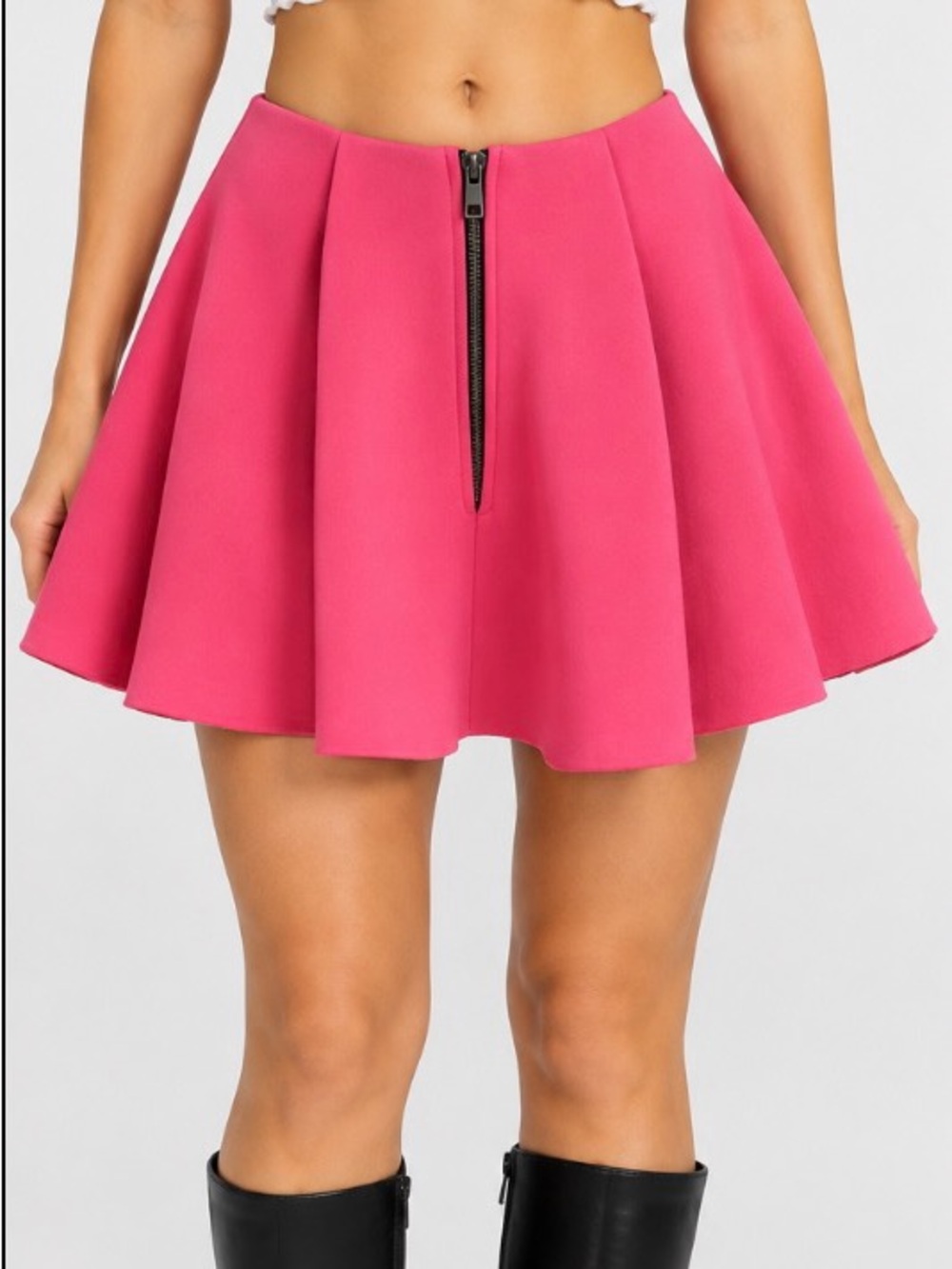 Vero Moda Hot Pink Circle Skirt with Front Zip